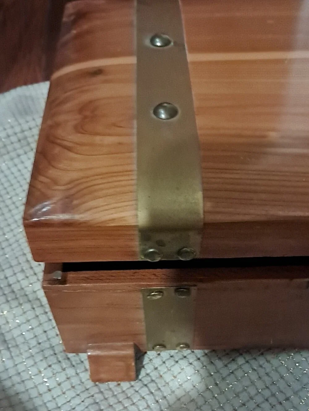 Wooden Cedar Treasure Chest Jewelry Box with Brass Accents - Refurbished
